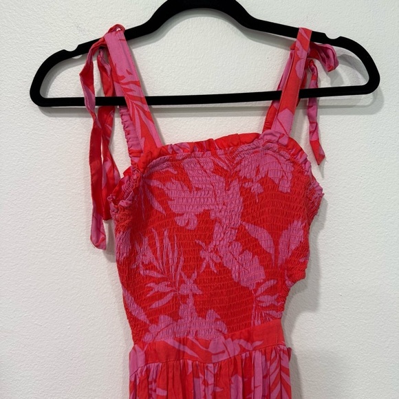 Japna Pink Red Floral Cut Out Maxi Dress S - Picture 2 of 5